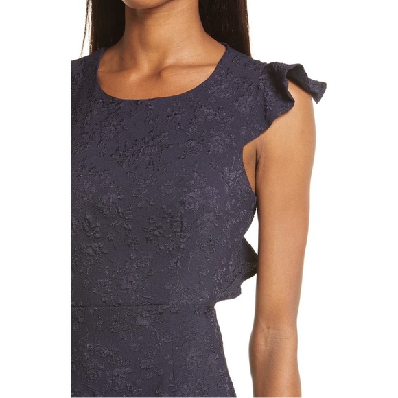 NEW Lulu’s Sophisticated Soirée Jacquard Dress in Navy Blue - Picture 4 of 7